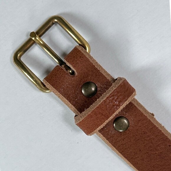 Handmade Leather Belt Vegetable Tanned Brass Buckle - Picture 6 of 8
